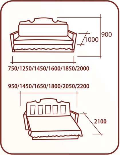 Прямой диван Аккордеон Бук 155 классика, пруж. Змейка в Тольятти - изображение 1